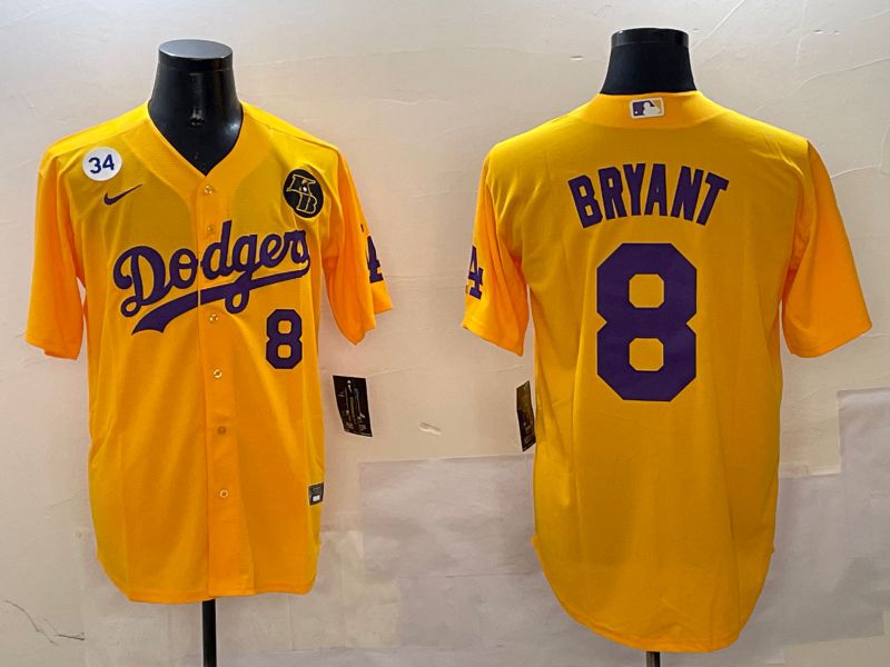 Men Los Angeles Dodgers #8 Bryant Yellow Game 2025 Nike MLB Jersey style 3